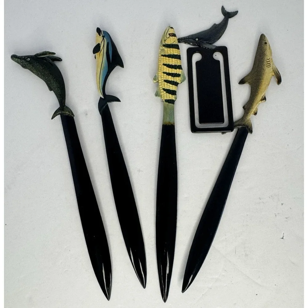 Lot of‎ 5 Vintage Lacquer Painted Fish Letter Openers And Figurines 8